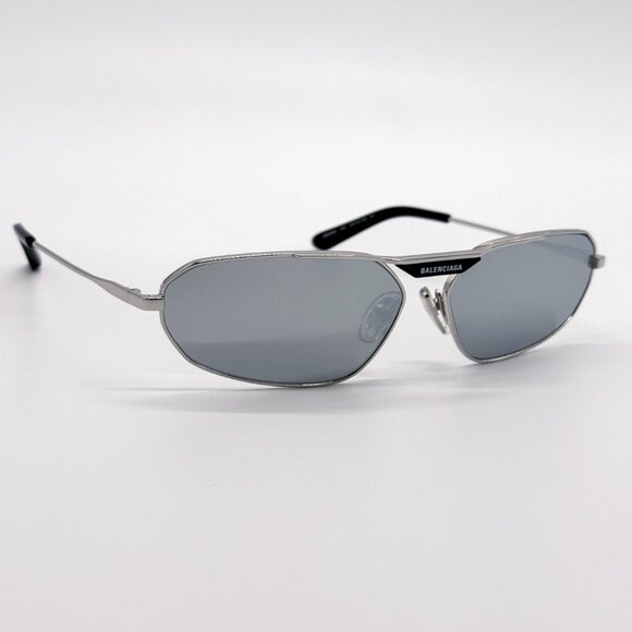 NEW BALENCIAGA BB0245S 002 SILVER UNISEX SUNGLASSES BB 0245S 0023 METAL EYEWEAR - Picture 4 of 8